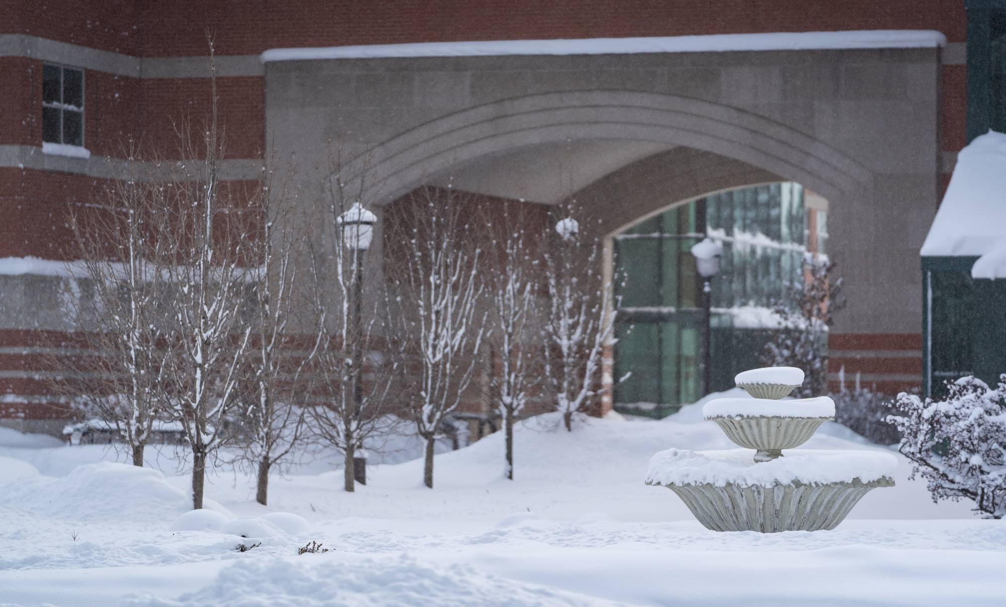 GVSU's Allendale Campus with snow on the ground